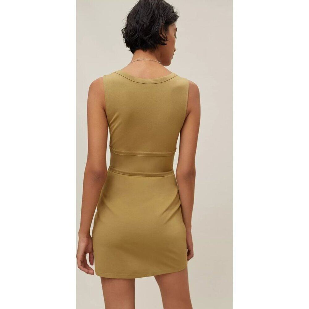 Urban Outfitters Ramona Olive Green Bodycon Mini Dress With Corset Detail -Large - Picture 2 of 9